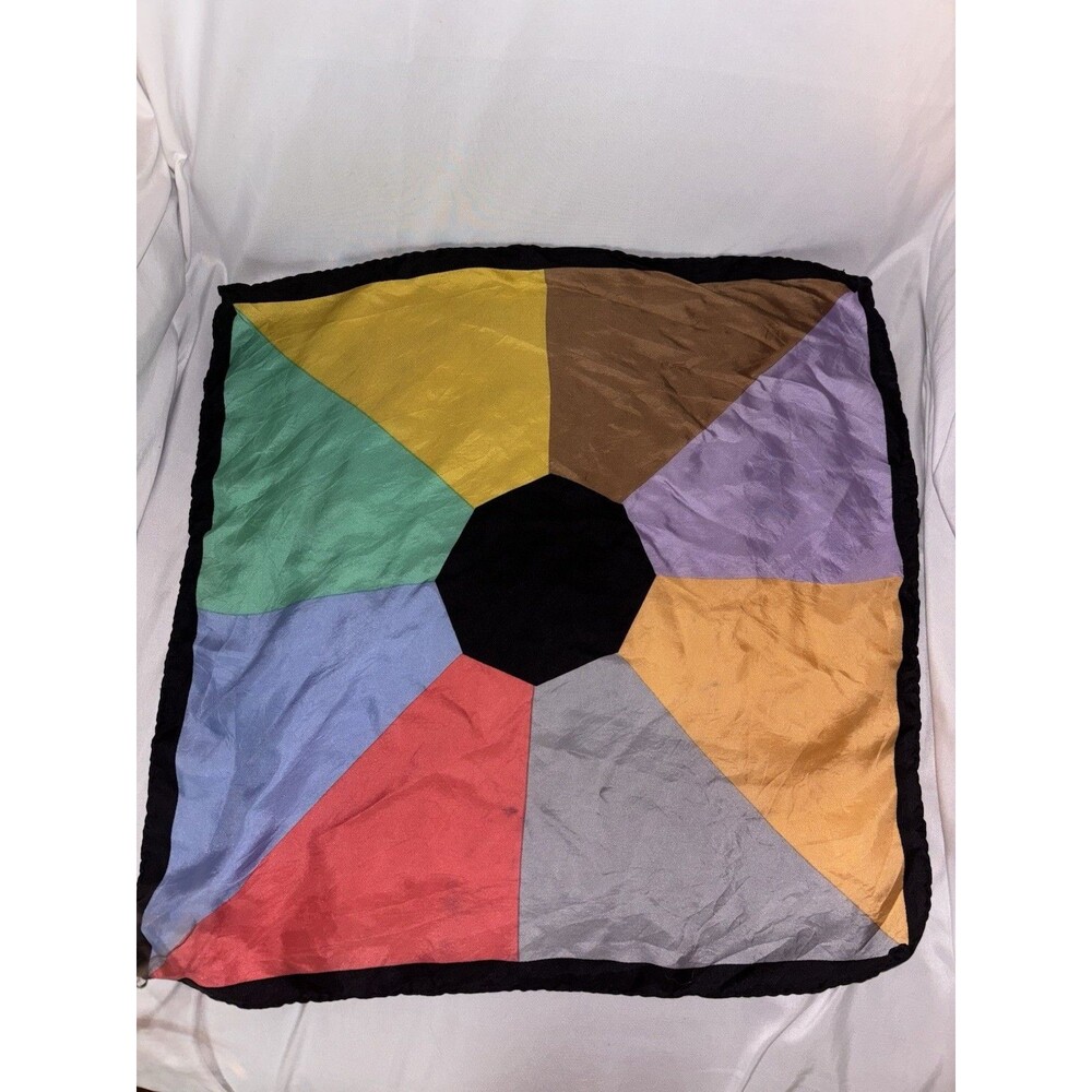 Ashear Made In Italy 100% Silk Scarf Pocket Square Hand Rolled Geometric
